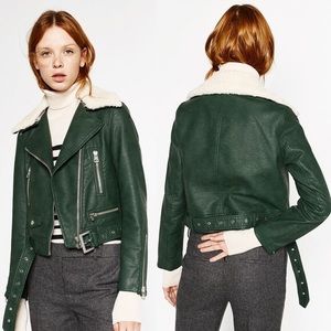 Zara Leather Bomber jacket